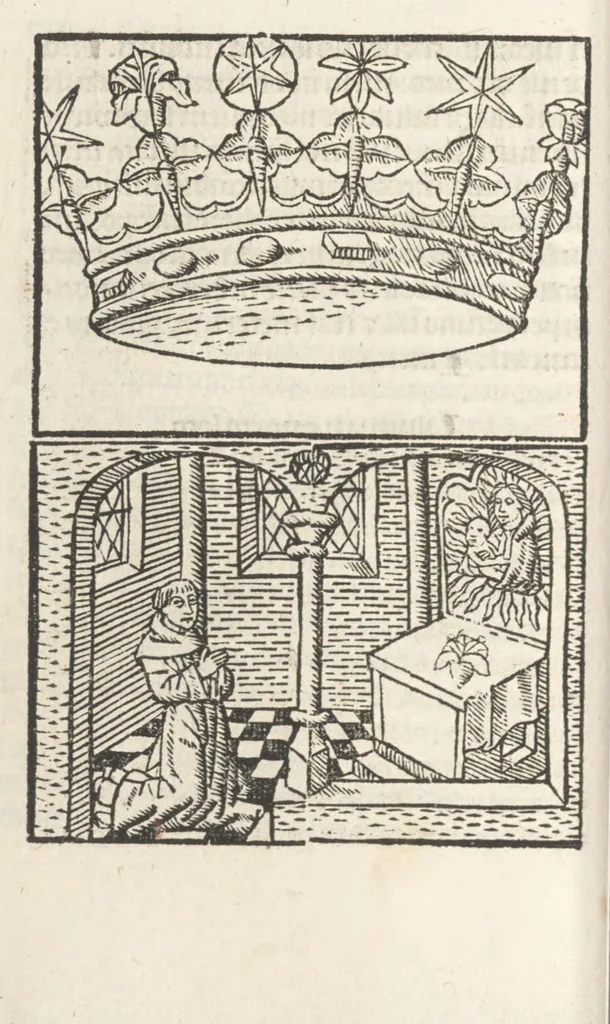 An illustration from Corona mistica Beate Marie Virginis gloriose, 1492, leaf 37
