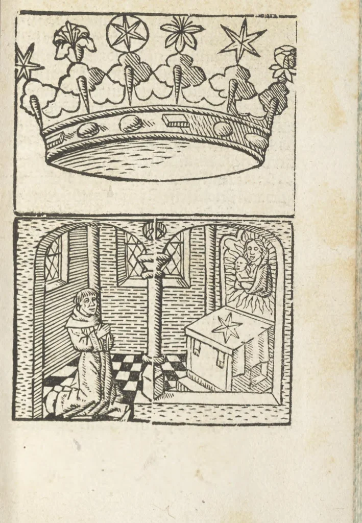 An illustration from Corona mistica Beate Marie Virginis gloriose, 1492, leaf 48