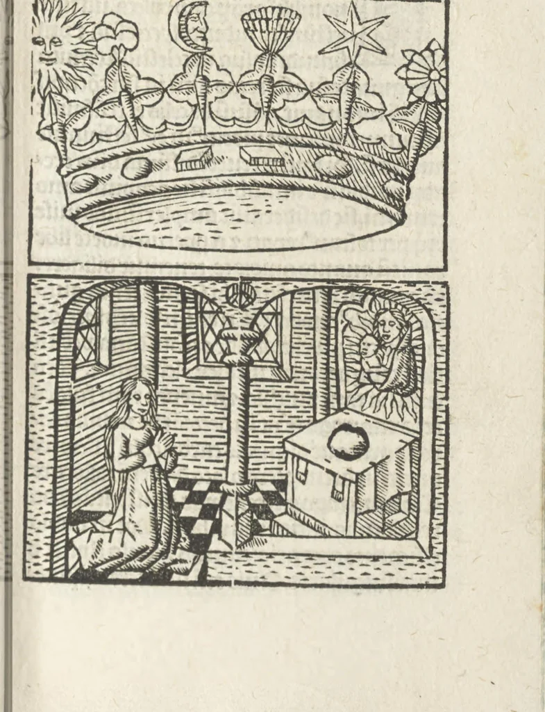 An illustration from Corona mistica Beate Marie Virginis gloriose, 1492, leaf 80