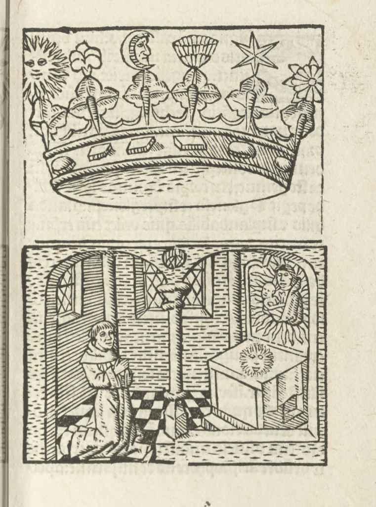 An illustration from Corona mistica Beate Marie Virginis gloriose, 1492, leaf 84