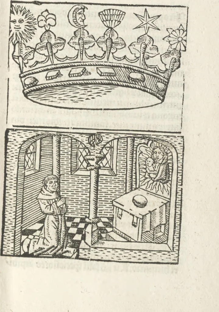 An illustration from Corona mistica Beate Marie Virginis gloriose, 1492, leaf 90