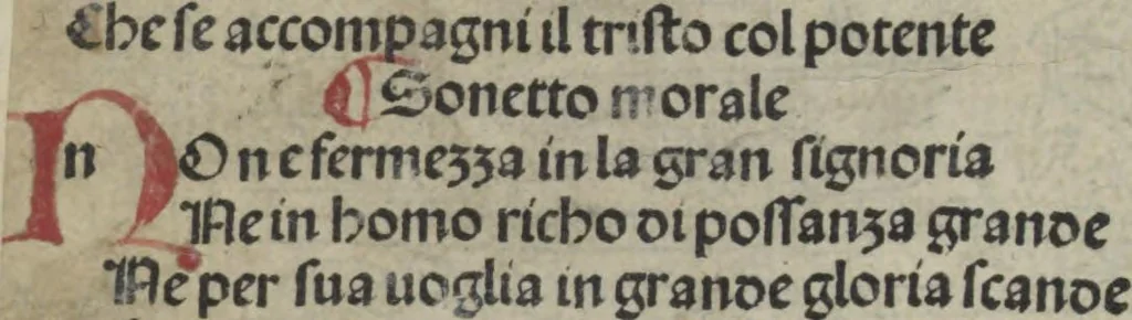 An illustration from Chosi falsa speranza ne martelia, non lassar mai lo certo per lo incerto, se non che del tuo proprio fie diserto, 1487, leaf 18