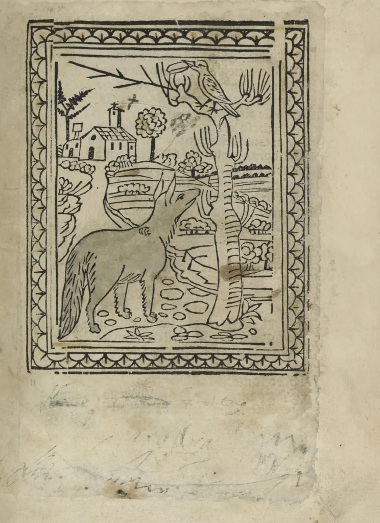 An illustration from Chosi falsa speranza ne martelia, non lassar mai lo certo per lo incerto, se non che del tuo proprio fie diserto, 1487, leaf 35