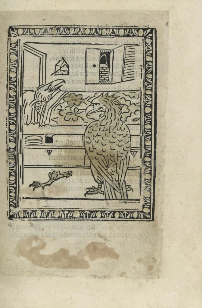 An illustration from Chosi falsa speranza ne martelia, non lassar mai lo certo per lo incerto, se non che del tuo proprio fie diserto, 1487, leaf 43