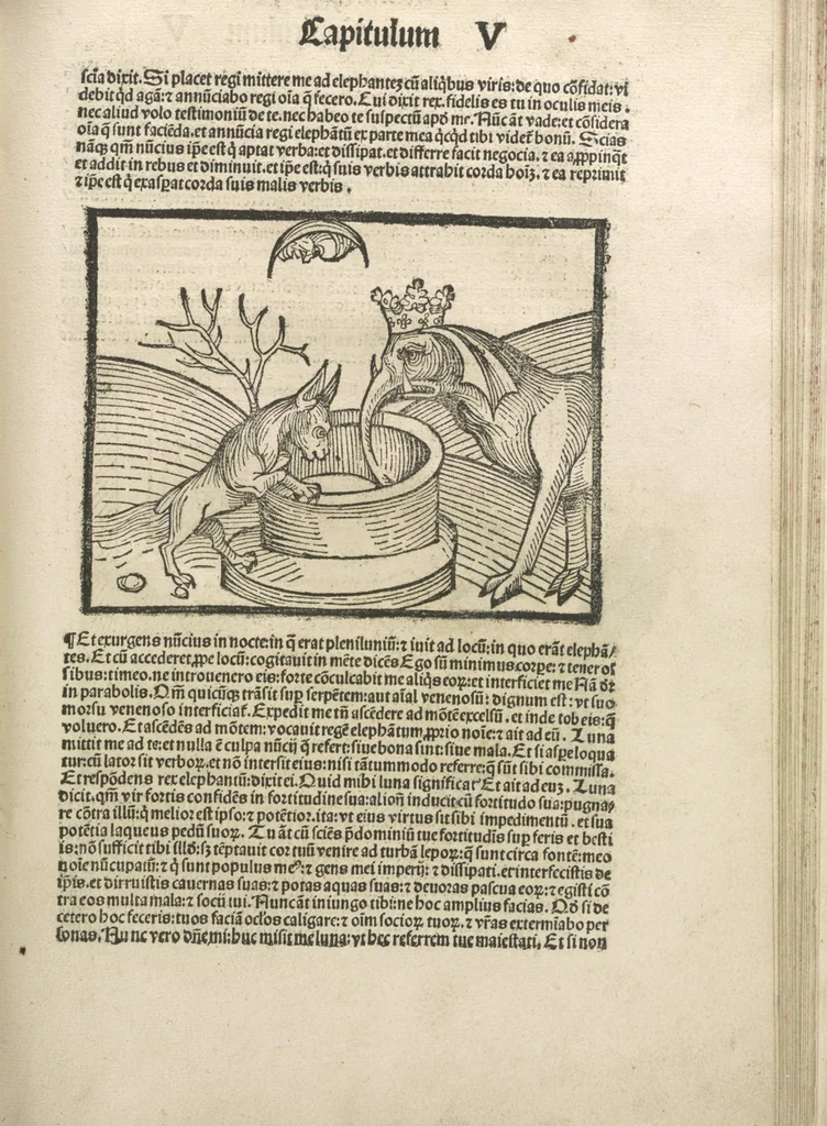 An illustration from Directorium humanae vite, alias Parabole antiquoru[m] sapientu[m], 1488, leaf 102