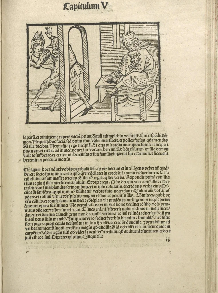 An illustration from Directorium humanae vite, alias Parabole antiquoru[m] sapientu[m], 1488, leaf 108