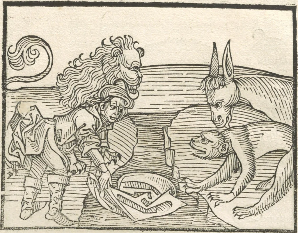 An illustration from Directorium humanae vite, alias Parabole antiquoru[m] sapientu[m], 1488, leaf 120