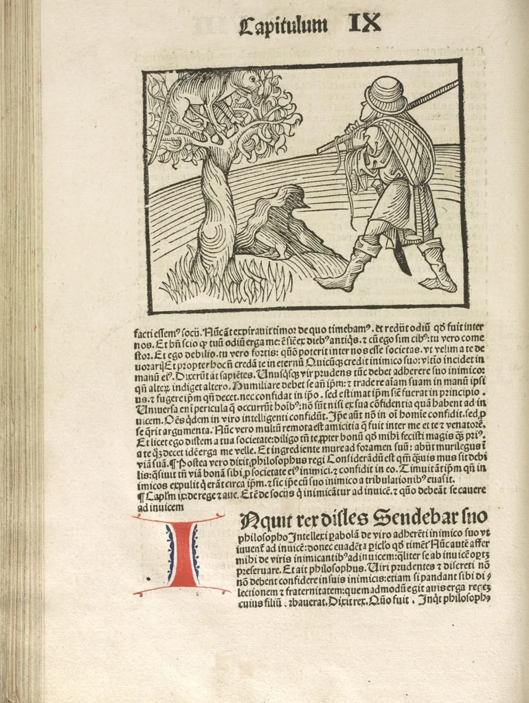 An illustration from Directorium humanae vite, alias Parabole antiquoru[m] sapientu[m], 1488, leaf 127