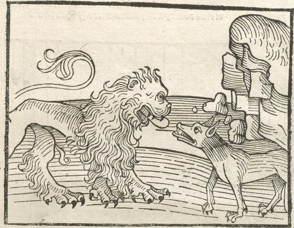 An illustration from Directorium humanae vite, alias Parabole antiquoru[m] sapientu[m], 1488, leaf 148