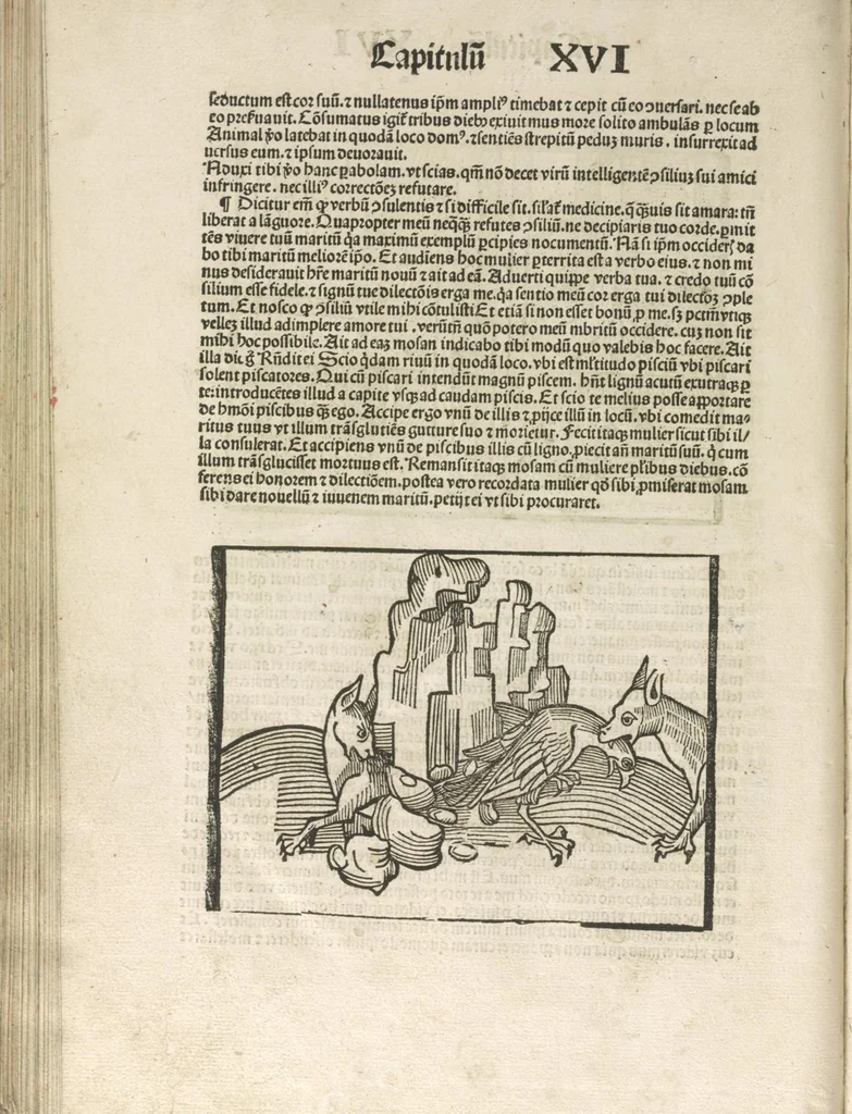 An illustration from Directorium humanae vite, alias Parabole antiquoru[m] sapientu[m], 1488, leaf 169