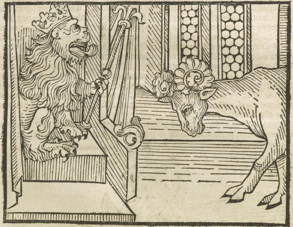 An illustration from Directorium humanae vite, alias Parabole antiquoru[m] sapientu[m], 1488, leaf 42