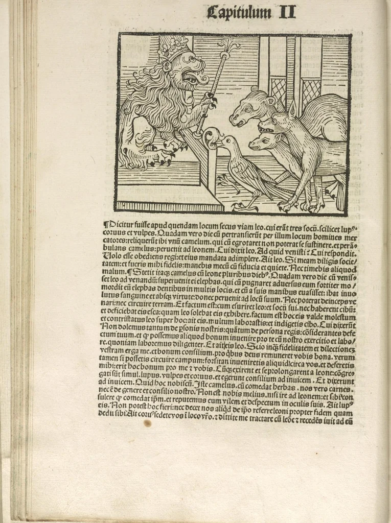 An illustration from Directorium humanae vite, alias Parabole antiquoru[m] sapientu[m], 1488, leaf 49