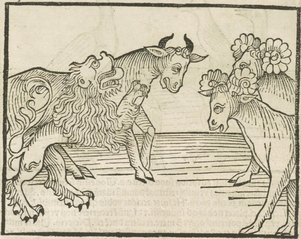 An illustration from Directorium humanae vite, alias Parabole antiquoru[m] sapientu[m], 1488, leaf 55