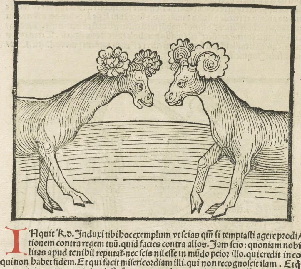 An illustration from Directorium humanae vite, alias Parabole antiquoru[m] sapientu[m], 1488, leaf 63