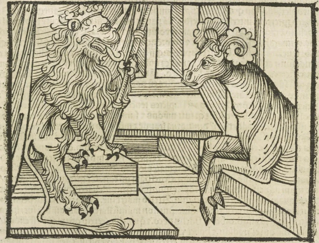 An illustration from Directorium humanae vite, alias Parabole antiquoru[m] sapientu[m], 1488, leaf 64