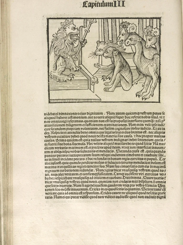 An illustration from Directorium humanae vite, alias Parabole antiquoru[m] sapientu[m], 1488, leaf 73