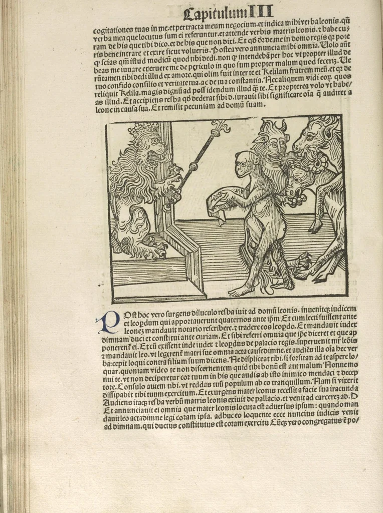 An illustration from Directorium humanae vite, alias Parabole antiquoru[m] sapientu[m], 1488, leaf 79