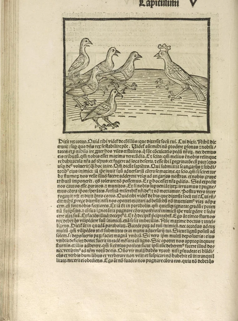 An illustration from Directorium humanae vite, alias Parabole antiquoru[m] sapientu[m], 1488, leaf 99