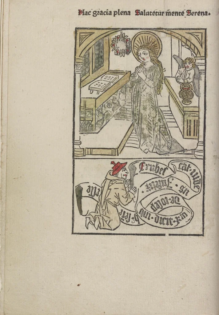 An illustration from De generatione Christi, sive Defensorium inviolatae castitatis B.V. Mariae, 1476, leaf 15