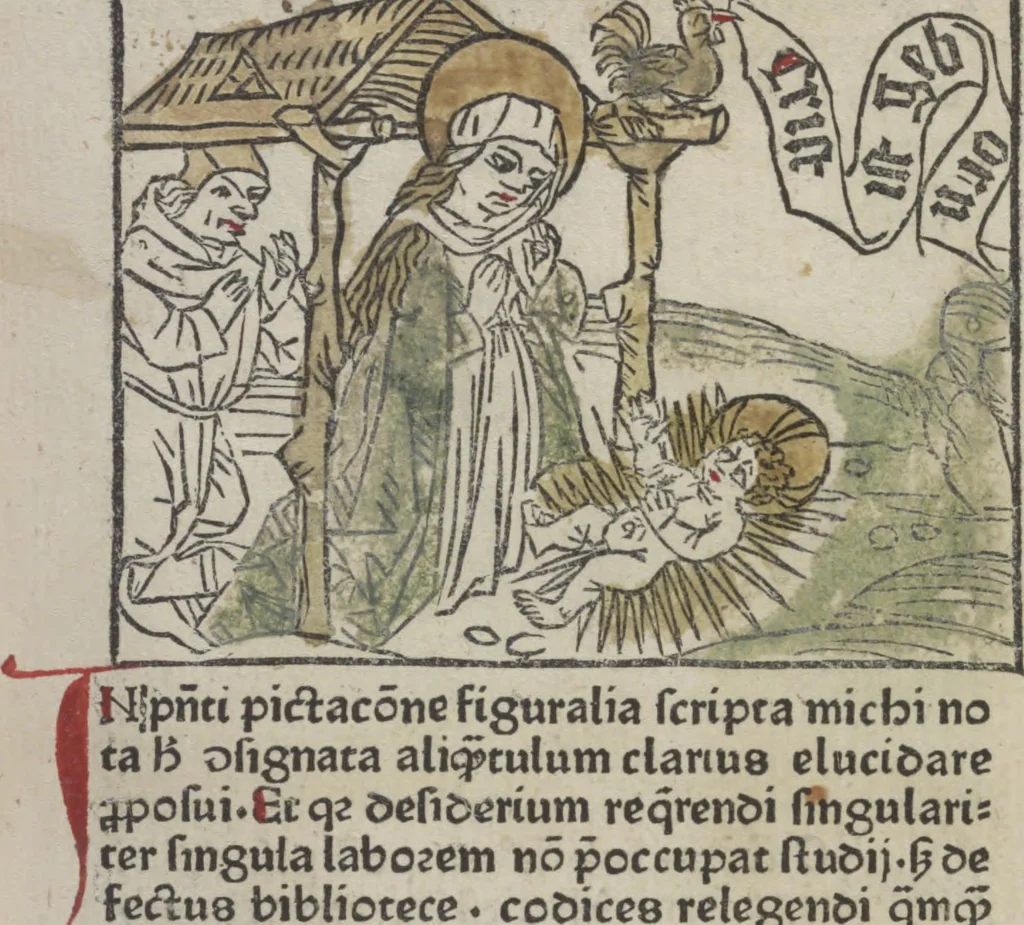 An illustration from De generatione Christi, sive Defensorium inviolatae castitatis B.V. Mariae, 1476, leaf 16