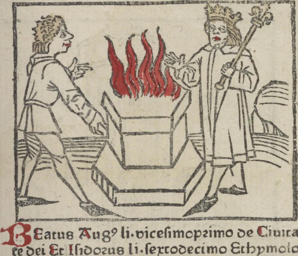 An illustration from De generatione Christi, sive Defensorium inviolatae castitatis B.V. Mariae, 1476, leaf 42