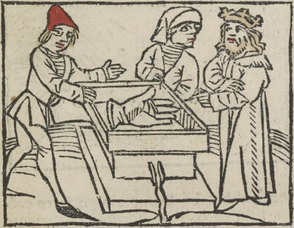 An illustration from De generatione Christi, sive Defensorium inviolatae castitatis B.V. Mariae, 1476, leaf 45