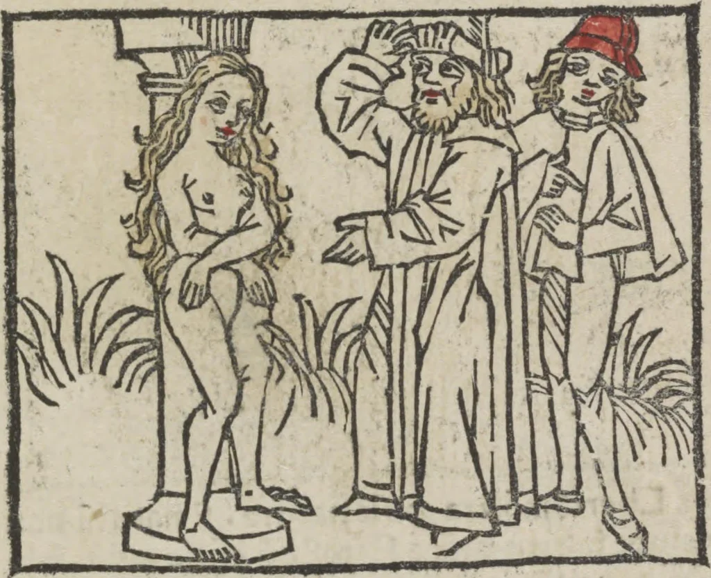 An illustration from De generatione Christi, sive Defensorium inviolatae castitatis B.V. Mariae, 1476, leaf 55