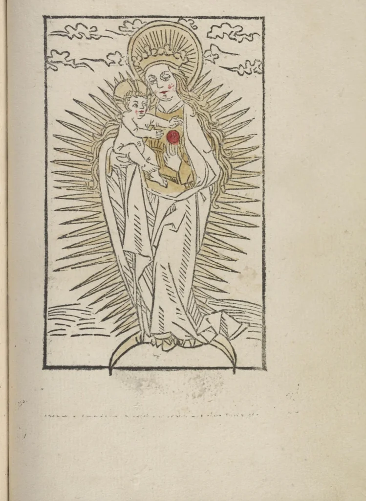 An illustration from De generatione Christi, sive Defensorium inviolatae castitatis B.V. Mariae, 1476, leaf 70
