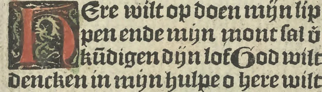 An illustration from Die ghetiden vanden seuen bitscappen Onser Lieuer Vrouwen. Die seuē psalme Onser Lieuer Vrouwen mitter letanie ende Onser Lieuer Vrouwen souter mitten artikelen vanden leuen en̄ passie Ons Heren Ihesu Cristi mitten figuren, 1503, leaf 10