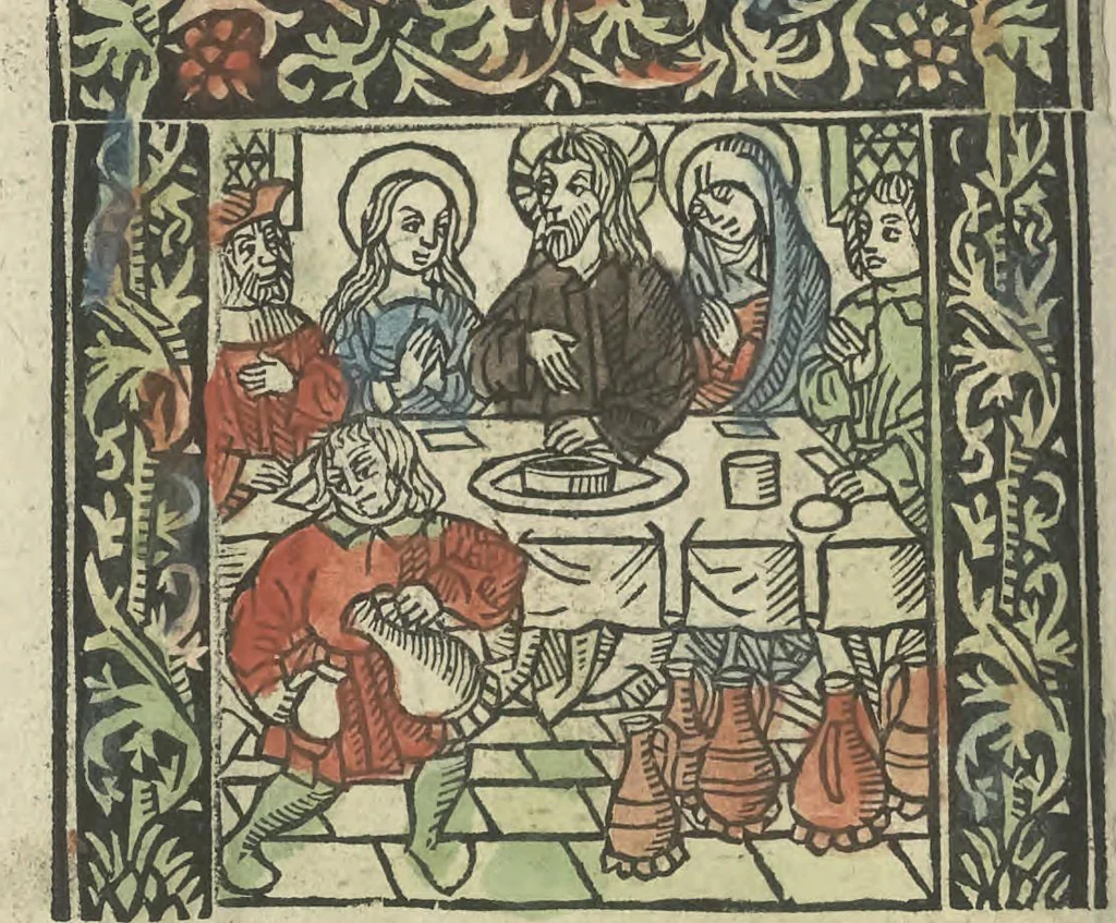 An illustration from Die ghetiden vanden seuen bitscappen Onser Lieuer Vrouwen. Die seuē psalme Onser Lieuer Vrouwen mitter letanie ende Onser Lieuer Vrouwen souter mitten artikelen vanden leuen en̄ passie Ons Heren Ihesu Cristi mitten figuren, 1503, leaf 103