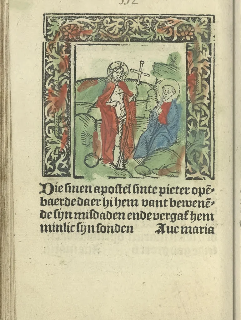 An illustration from Die ghetiden vanden seuen bitscappen Onser Lieuer Vrouwen. Die seuē psalme Onser Lieuer Vrouwen mitter letanie ende Onser Lieuer Vrouwen souter mitten artikelen vanden leuen en̄ passie Ons Heren Ihesu Cristi mitten figuren, 1503, leaf 179