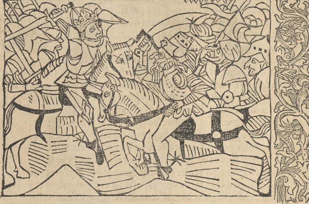 An illustration from Le roman de Fierabras, 1489, leaf 137