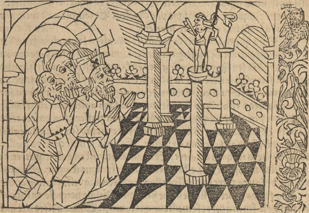 An illustration from Le roman de Fierabras, 1489, leaf 145