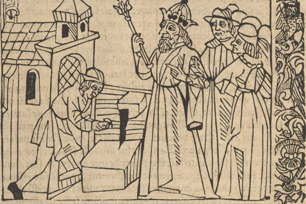 An illustration from Le roman de Fierabras, 1489, leaf 147