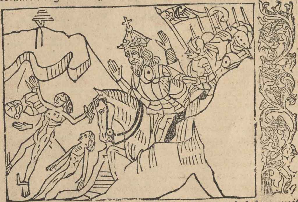 An illustration from Le roman de Fierabras, 1489, leaf 171