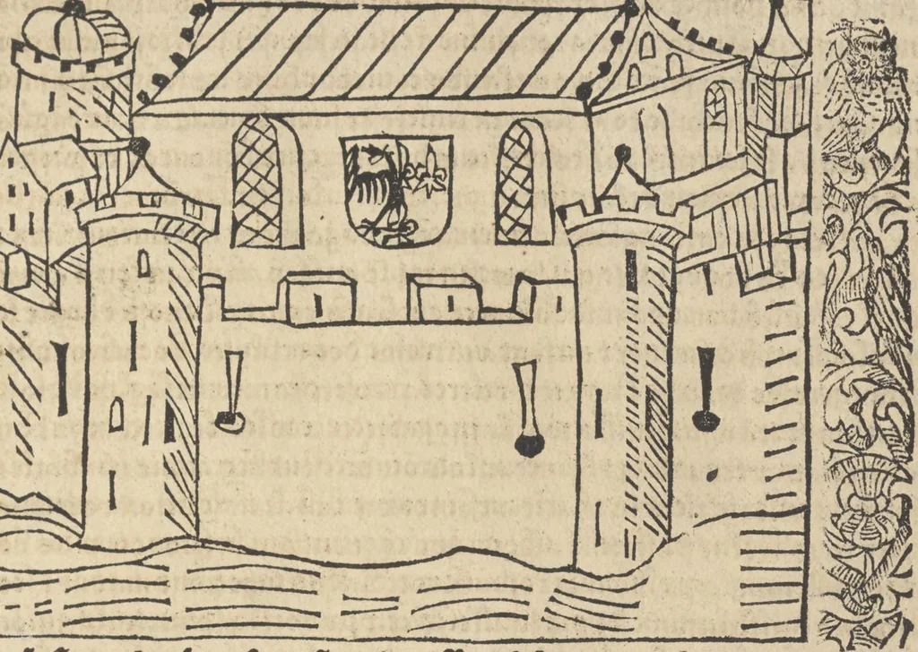 An illustration from Le roman de Fierabras, 1489, leaf 174