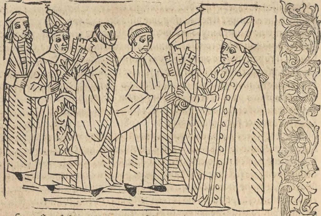 An illustration from Le roman de Fierabras, 1489, leaf 29