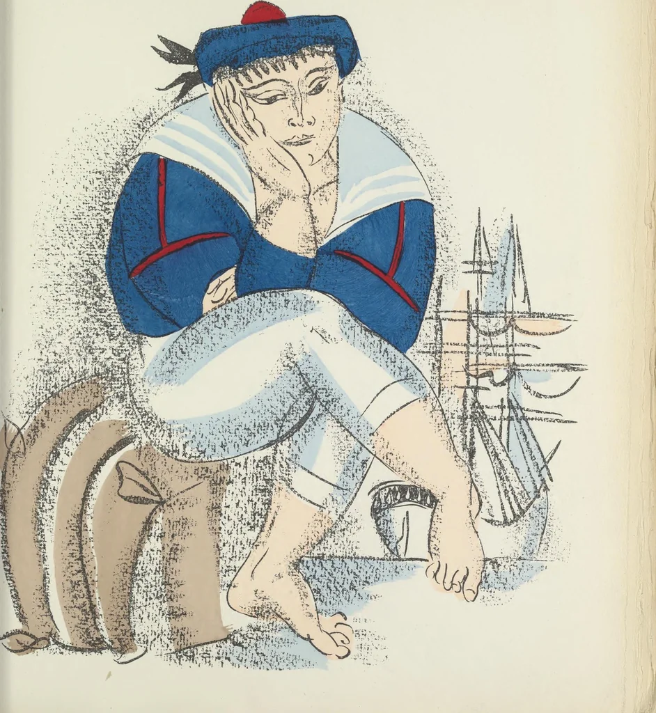 An illustration from Madrigaux, 1920, leaf 44
