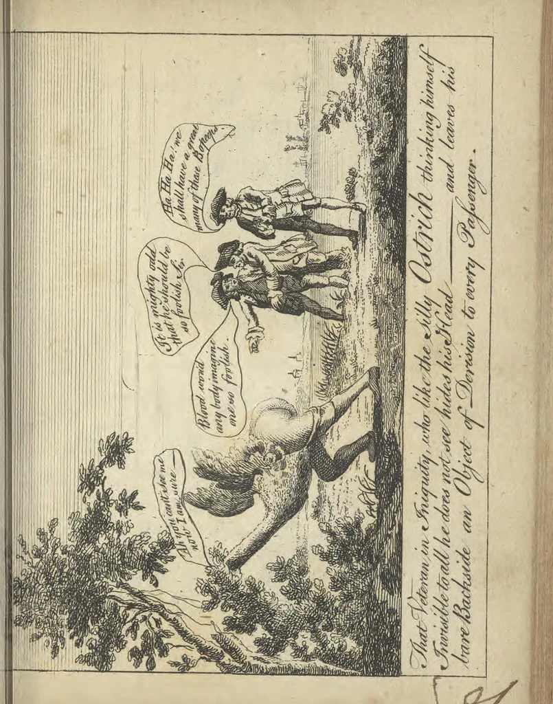 An illustration from England's remembrancer: or, A humorous, sarcastical, and political collection of characters and caricaturas : containing, an account of men famous and infamous... in short, of every thing that engaged the public attention during 1756 and 1757. In copper-plates. To which is prefixed, a key, explanatory of the nature and design of each, by the great masters themselves, 1758, leaf 124