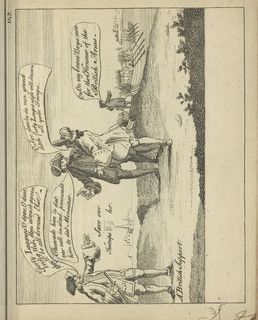 An illustration from England's remembrancer: or, A humorous, sarcastical, and political collection of characters and caricaturas : containing, an account of men famous and infamous... in short, of every thing that engaged the public attention during 1756 and 1757. In copper-plates. To which is prefixed, a key, explanatory of the nature and design of each, by the great masters themselves, 1758, leaf 162