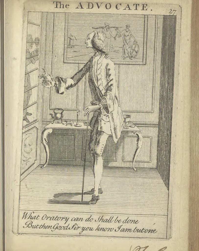An illustration from England's remembrancer: or, A humorous, sarcastical, and political collection of characters and caricaturas : containing, an account of men famous and infamous... in short, of every thing that engaged the public attention during 1756 and 1757. In copper-plates. To which is prefixed, a key, explanatory of the nature and design of each, by the great masters themselves, 1758, leaf 86