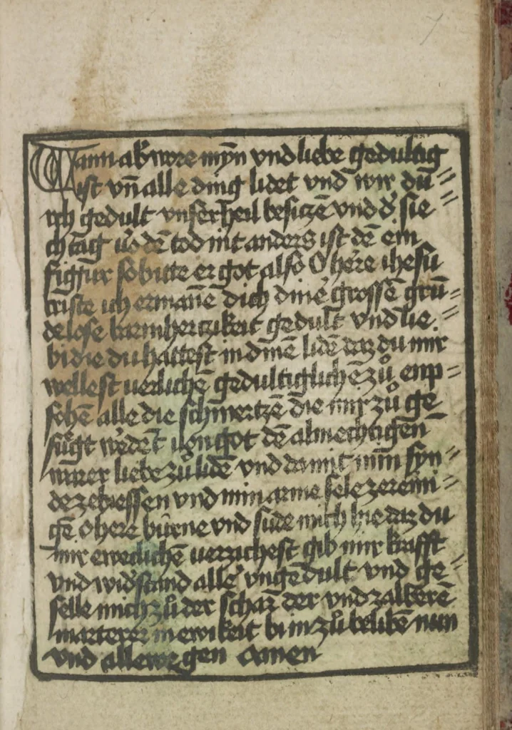 An illustration from Ars moriendi, 1475, leaf 12