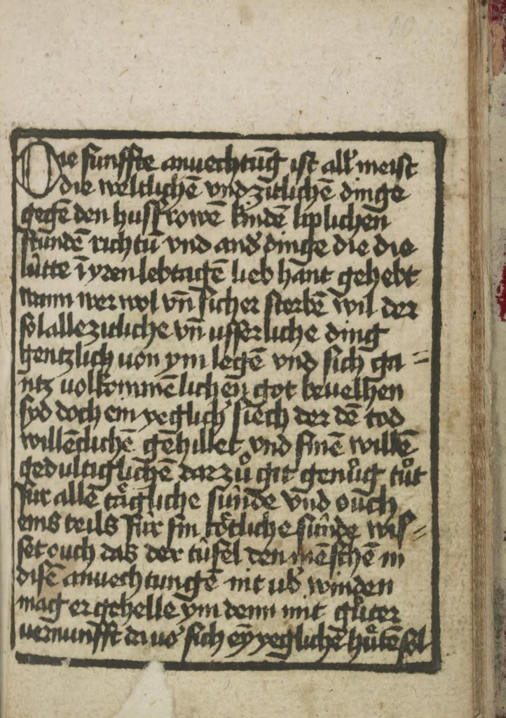 An illustration from Ars moriendi, 1475, leaf 18