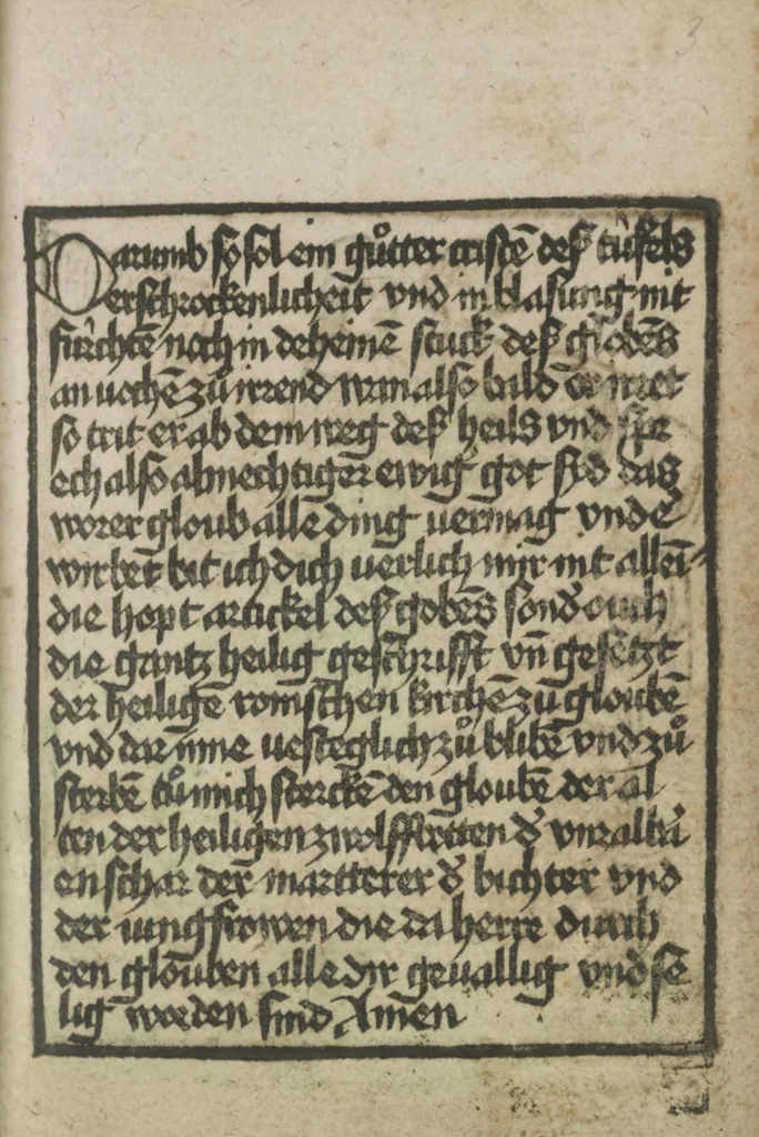 An illustration from Ars moriendi, 1475, leaf 4