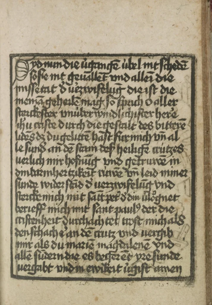 An illustration from Ars moriendi, 1475, leaf 8