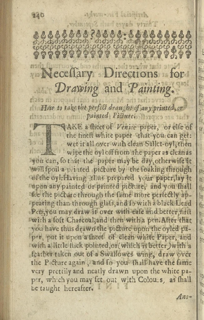 An illustration from A rich cabinet, with variety of inventions: unlock'd and open'd, for the recreation of ingenious spirits ... being receipts and conceits of several natures ... As also variety of recreative fire-works ... Whereunto is added divers experiments in drawing, painting, arithmetick, geometry, astronomy, and other parts of the mathematicks. Likewise directions for ringing the most usual peals, 1677, leaf 165