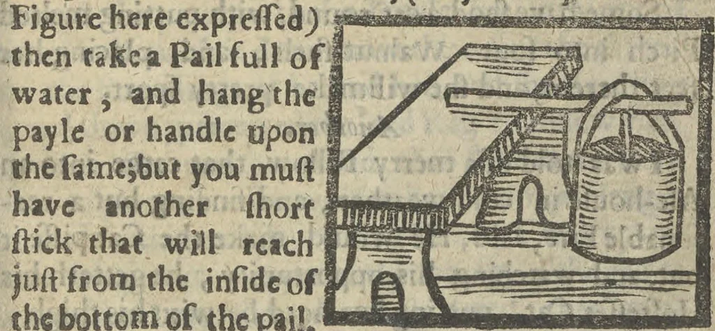 An illustration from A rich cabinet, with variety of inventions: unlock'd and open'd, for the recreation of ingenious spirits ... being receipts and conceits of several natures ... As also variety of recreative fire-works ... Whereunto is added divers experiments in drawing, painting, arithmetick, geometry, astronomy, and other parts of the mathematicks. Likewise directions for ringing the most usual peals, 1677, leaf 28