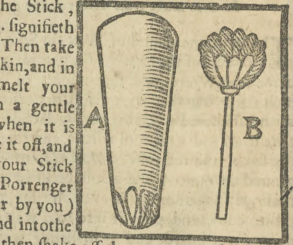 An illustration from A rich cabinet, with variety of inventions: unlock'd and open'd, for the recreation of ingenious spirits ... being receipts and conceits of several natures ... As also variety of recreative fire-works ... Whereunto is added divers experiments in drawing, painting, arithmetick, geometry, astronomy, and other parts of the mathematicks. Likewise directions for ringing the most usual peals, 1677, leaf 63