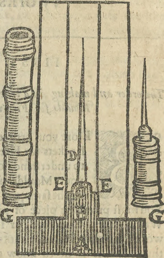 An illustration from A rich cabinet, with variety of inventions: unlock'd and open'd, for the recreation of ingenious spirits ... being receipts and conceits of several natures ... As also variety of recreative fire-works ... Whereunto is added divers experiments in drawing, painting, arithmetick, geometry, astronomy, and other parts of the mathematicks. Likewise directions for ringing the most usual peals, 1677, leaf 95