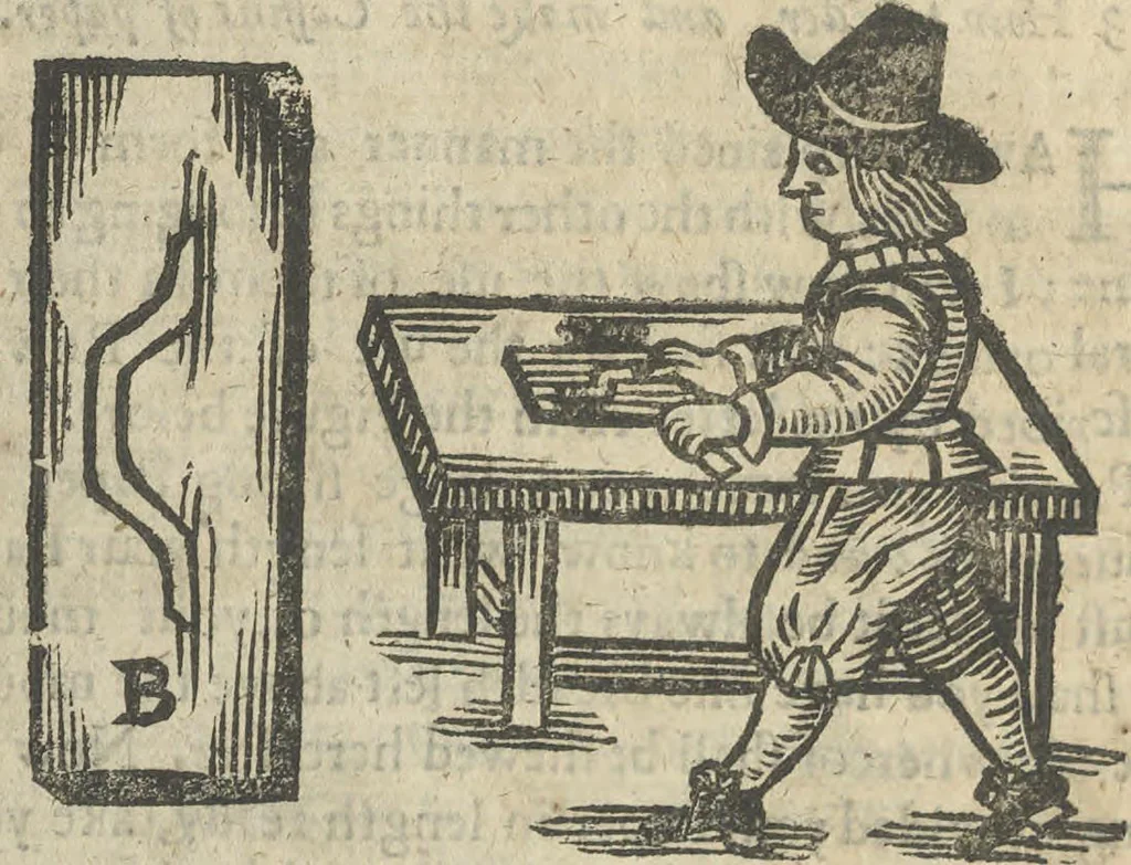 An illustration from A rich cabinet, with variety of inventions: unlock'd and open'd, for the recreation of ingenious spirits ... being receipts and conceits of several natures ... As also variety of recreative fire-works ... Whereunto is added divers experiments in drawing, painting, arithmetick, geometry, astronomy, and other parts of the mathematicks. Likewise directions for ringing the most usual peals, 1677, leaf 99